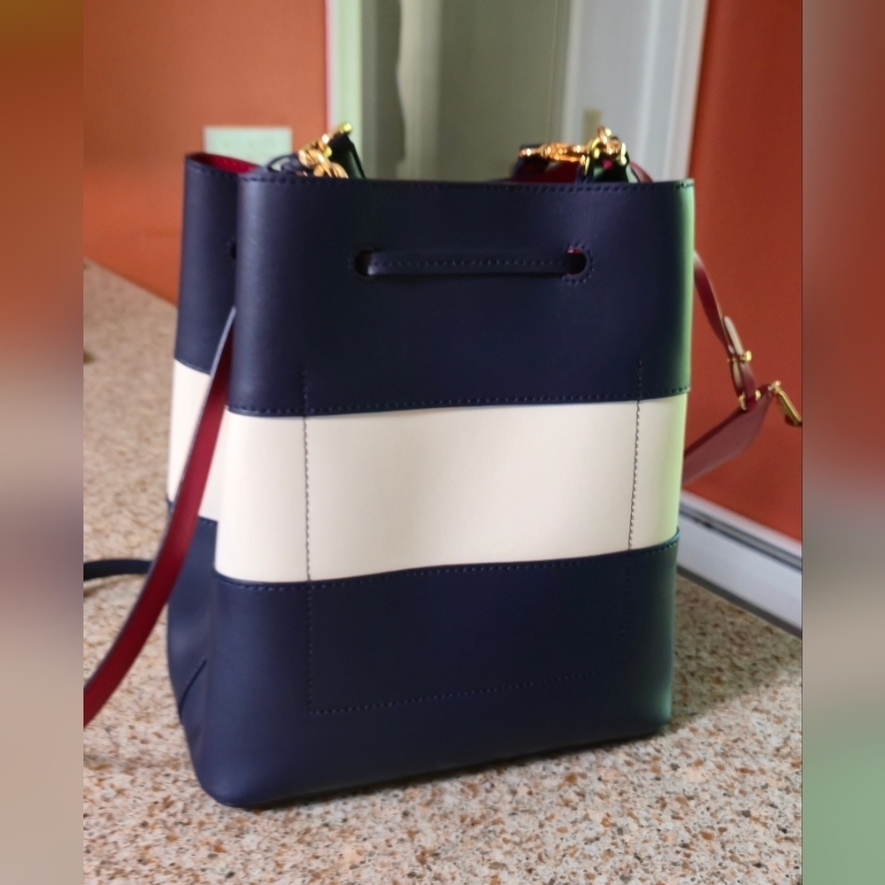 Lauren Ralph Lauren Navy and White Red Color Women's Handbag 2 Pc Size Large - Picture 6 of 16
